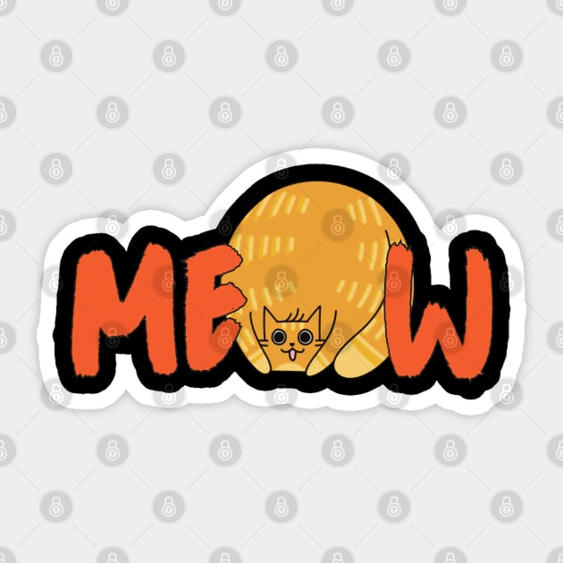 Fat Cat Meow Orange Graphic Sticker by Art by Biyan